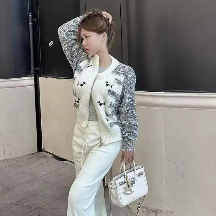 Cardigan pour femmes printemps automne tricoté pull femme veste d'extérieur col rond vêtements de sport ventes coréen Streetwear chaud