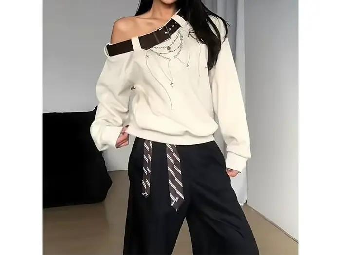 Pull à épaules tombantes pour femme