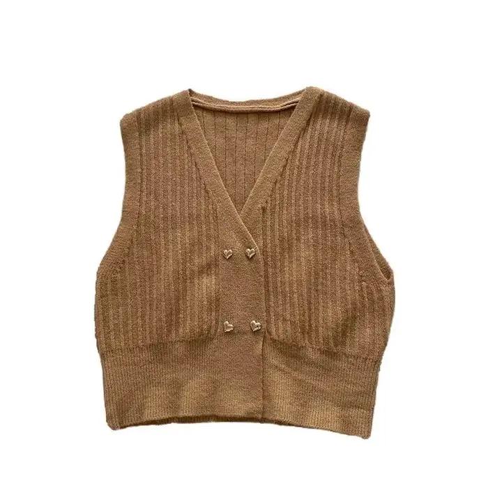 Haut tricoté à boutons pour femmes