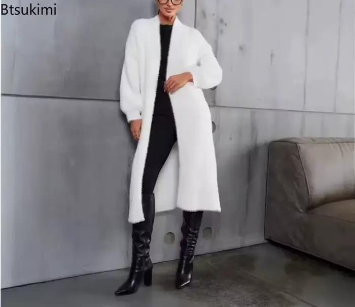 Cardigan long uni style décontracté pour femme