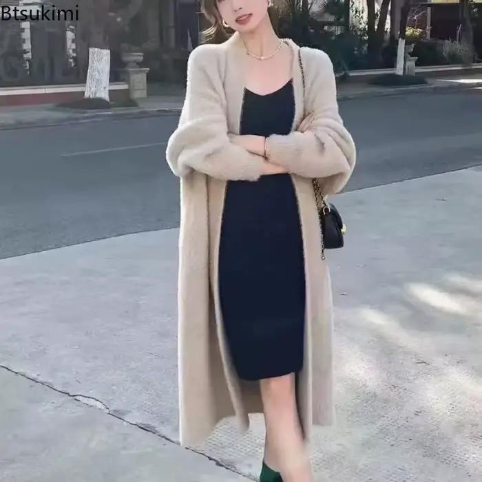 Cardigan long uni style décontracté pour femme