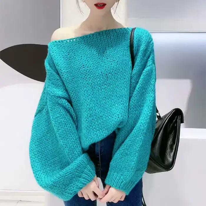 Pull bleu ciel avec épaules dénudées pour femmes, style Emo Harajuku, mode moderne pour automne et hiver ``` 这段HTML描述遵循了给定的要求,通过强调产品的独特性和吸引力来激发购买欲望,同时提供了详细的产品特性和使用建议。