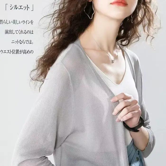 Cardigan ouvert en maille de soie glacée pour femme