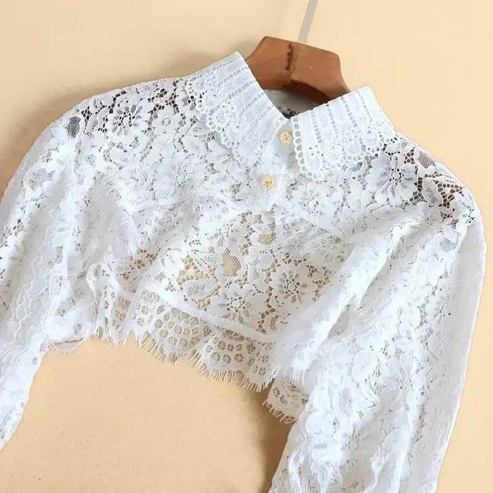Boléro en dentelle à manches longues pour femme