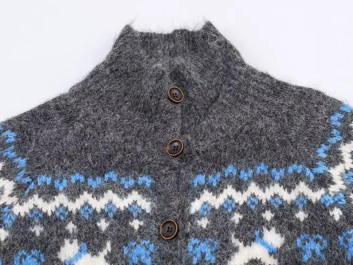 Cardigan tricoté Jacquard à manches longues pour femme