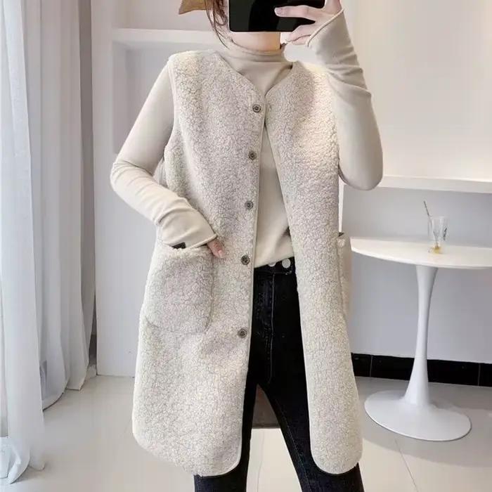 Gilet en fausse fourrure d'agneau pour femme