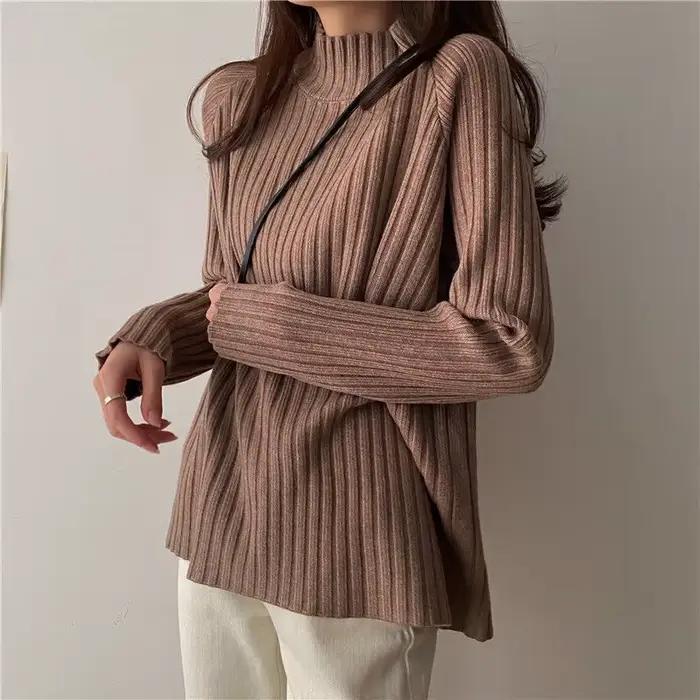 2025 multicolore col roulé tricoté pull femmes nouveau à manches longues