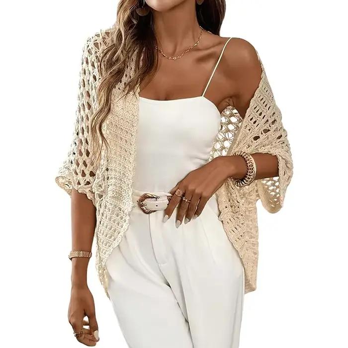 Gilet en maille ajouré pour femme