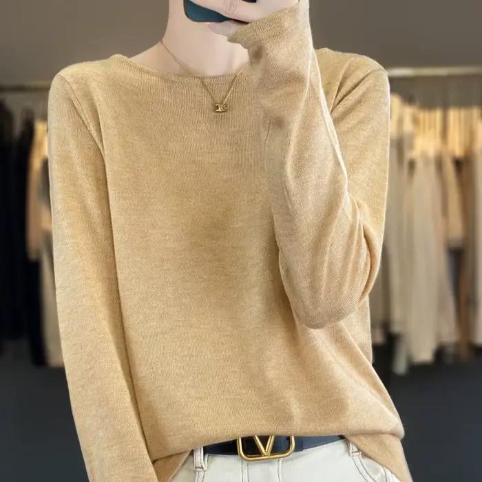 Pull en mélange de laine pour femme, pull à la mode, col un mot, manches longues, haute qualité, doux et soyeux, nouveau, 2025