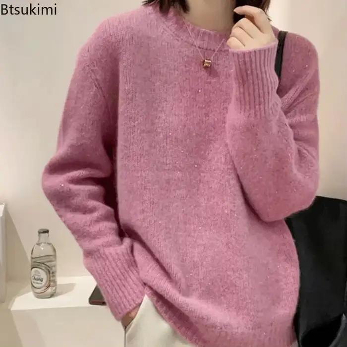 Pull Automne Hiver 2026 Cachemire Doux Décontracté Taille Unique Femme Bleu Ciel Gris Foncé Rose Noir Vert Occasions Casual Soirée Club Quotidienne