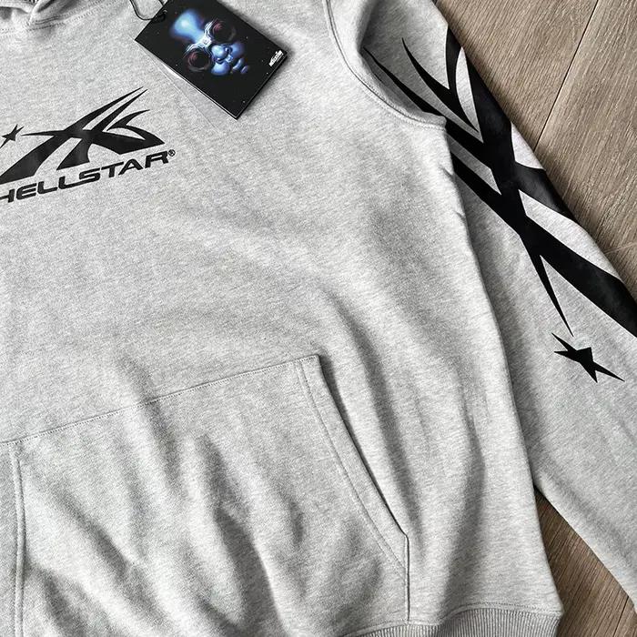 Sweat à capuche échantillon de pull gris fleur HS