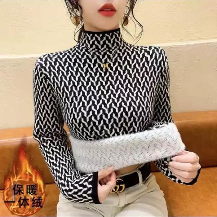 Pull en velours à manches longues pour femmes