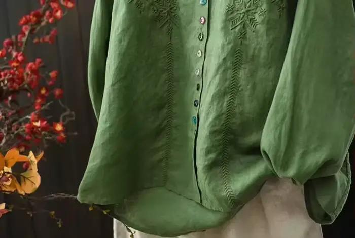Chemise Mori Girl pour femme en lin 2026 Cardigan Printemps Été Fin Manches longues Blouse tendance