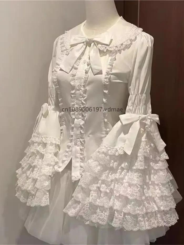 Chemisier en dentelle blanc et noir style victorien pour femme