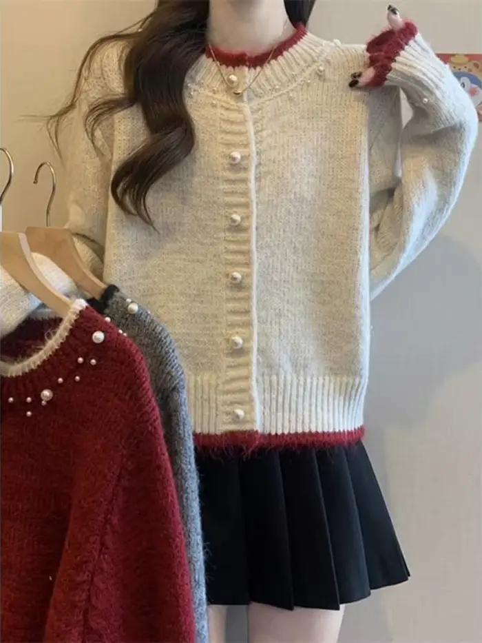 Pulls tricotés rouges pour femmes