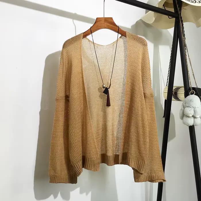Cardigan en tricot au Crochet transparent pour femmes