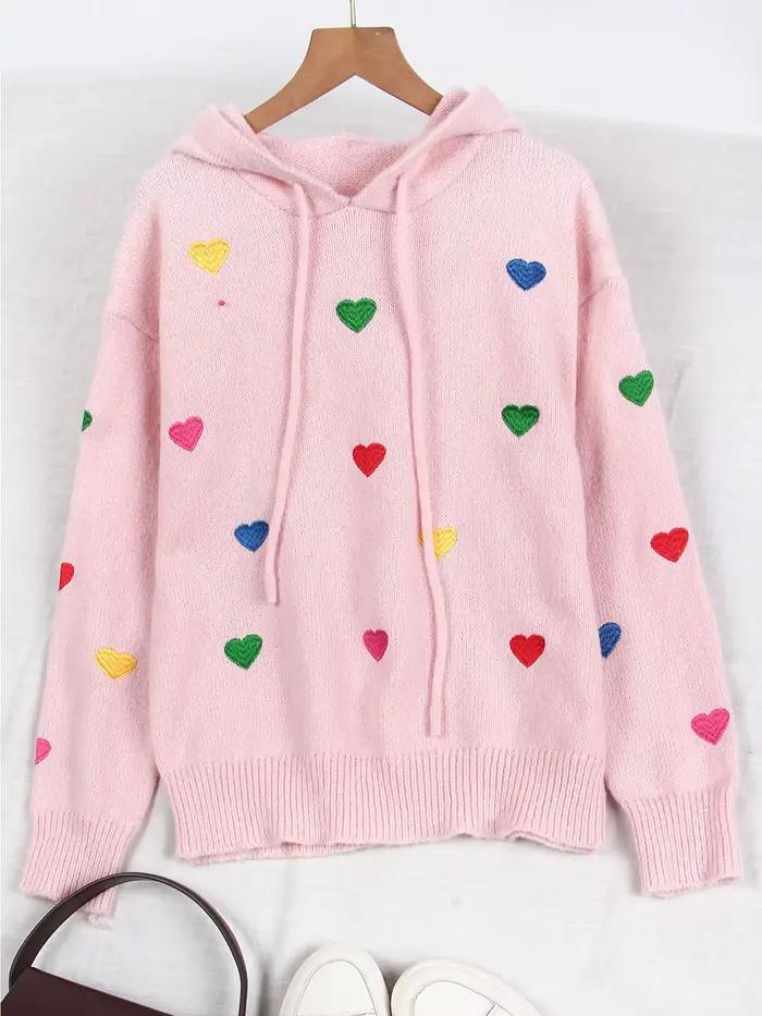 Pull tricoté à capuche et manches longues pour femme