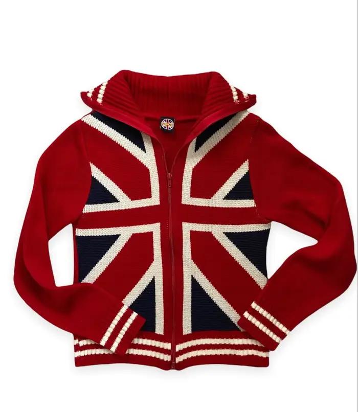 Pull cardigan à rayures étoiles Y2K rétro automne et hiver femmes fermeture éclair