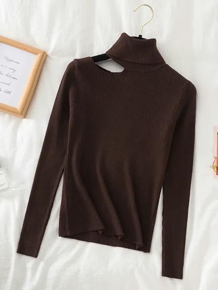 Pulls à col roulé à manches longues pour femmes