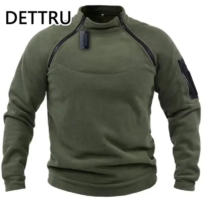 Veste tactique en polaire DETTRU pour homme, veste tactique automne hiver, pull chaud, fermeture éclair, manteau coupe-vent, sweat-shirt thermique de randonnée, occassions quotidiennes