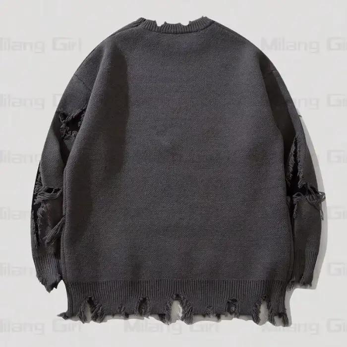Pull ample gothique tricoté avec motif tête de mort perforée pour homme, pour l'automne et l'hiver, pour faire du shopping et passer du temps à la maison