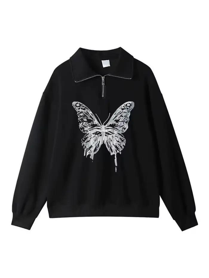 Sweat-shirt demi-fermeture éclair pour femmes