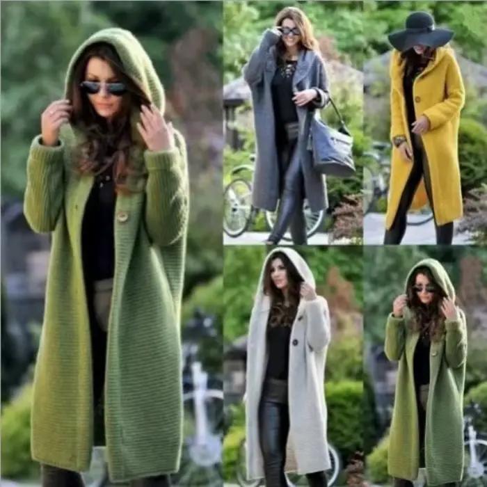Cardigan en polyester ample pour femme avec col à capuche pour l'automne et l'hiver occassions spéciales et tenues décontractées