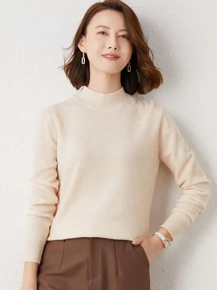 Nouveau Pull Tricoté à Manches Longues