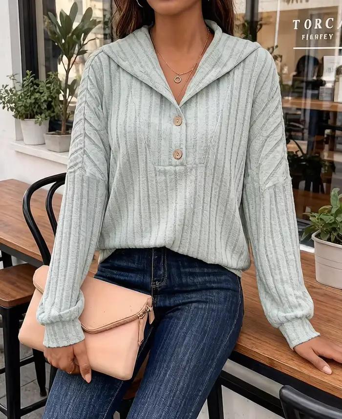 Pull en tricot rayé à capuche pour femmes grandes tailles