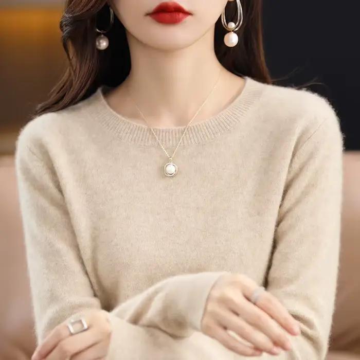 Pull 2023 pur cachemire à manches longues pour femme