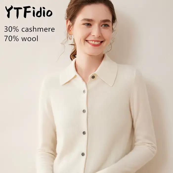 Cardigan en cachemire et laine mérinos décontracté pour femmes, avec boutons, pour toutes les saisons et occasions spéciales