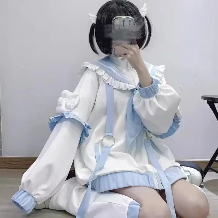 Cardigan à col marin Harajuku pour femme