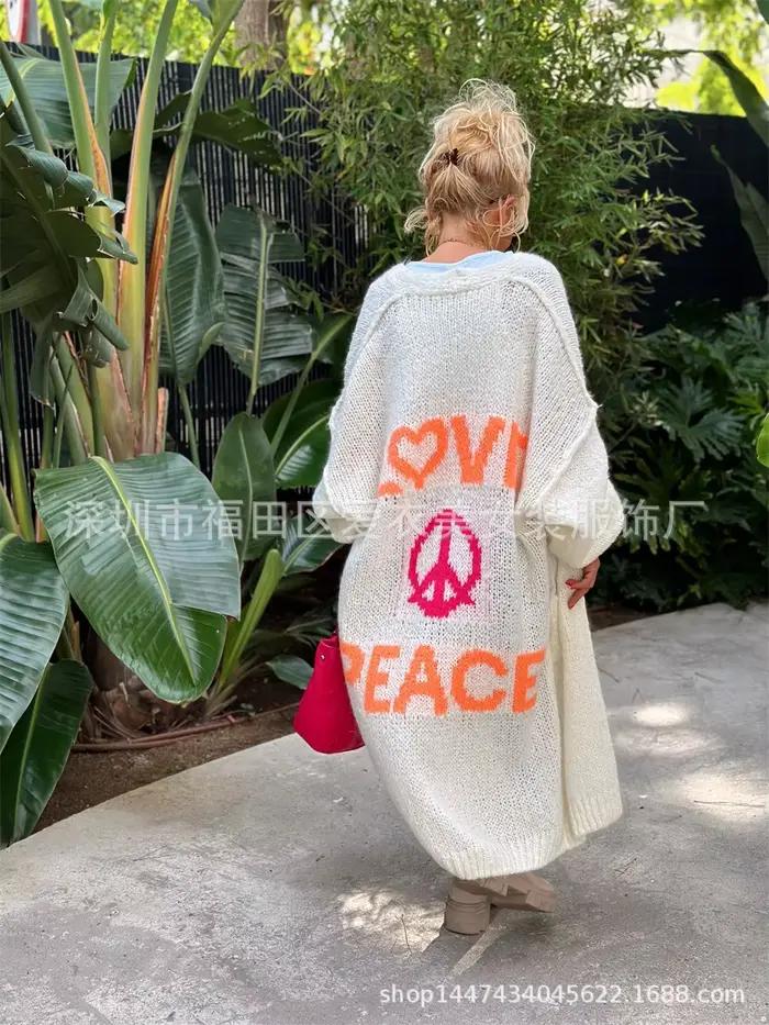 Cardigan long en tricot à manches longues pour femmes