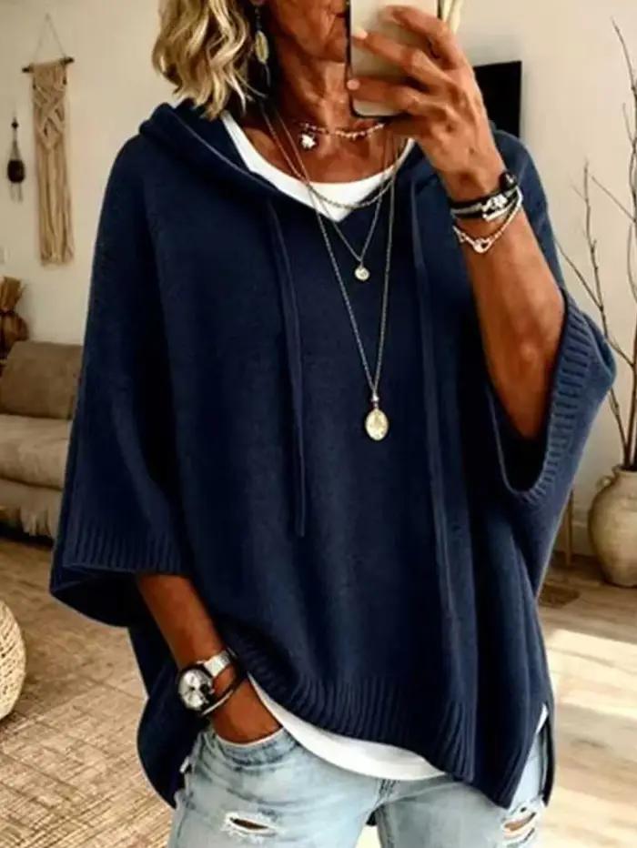 Pulls à capuche pour femme, automne-hiver, à manches longues, pulls unis décontractés, hauts en tricot, pulls streetwear, pull en tricot ample