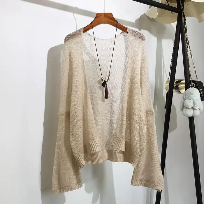 Cardigan en tricot au Crochet transparent pour femmes