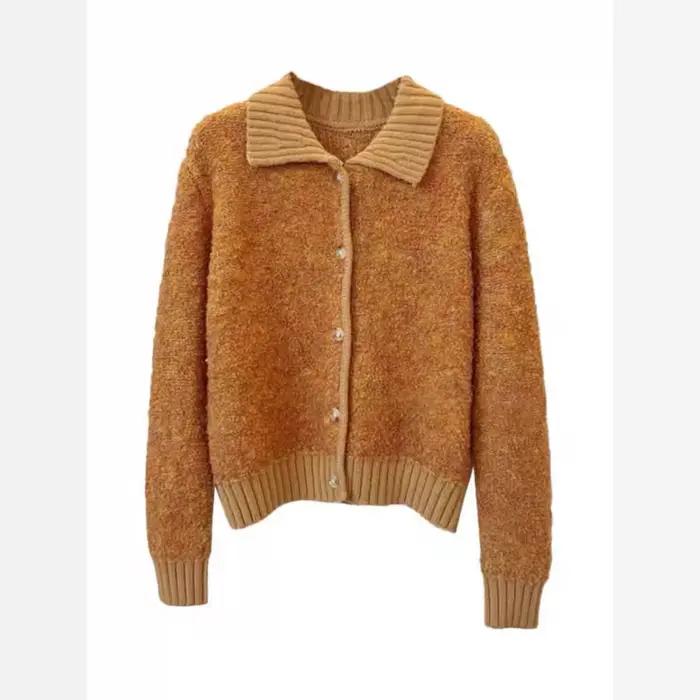 Veste Cardigan pull à col Orange pour femme