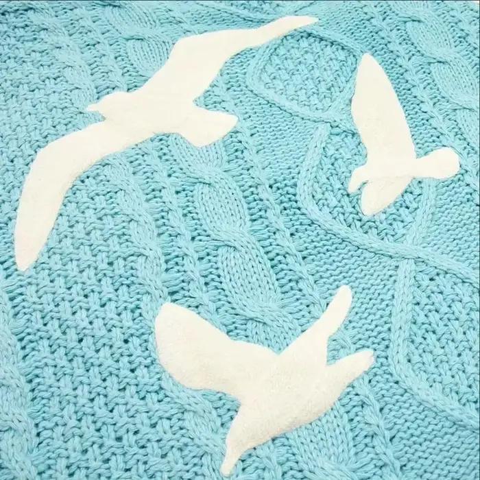 Nouveau bleu 1989 Cardigan pour femmes oiseau broderie spécial tricot 1989 taylor