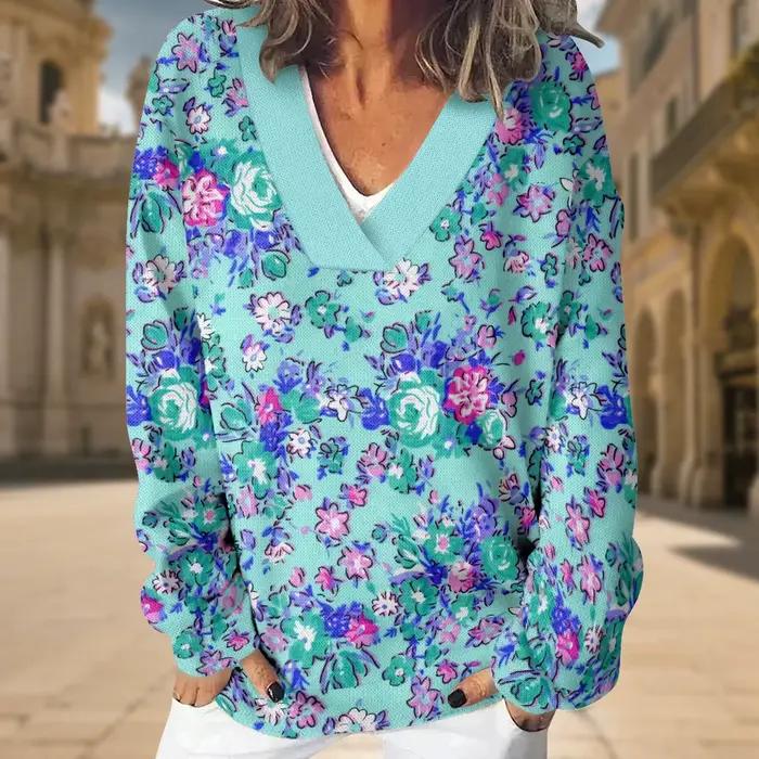 Sweat-shirt à col en v pour femmes