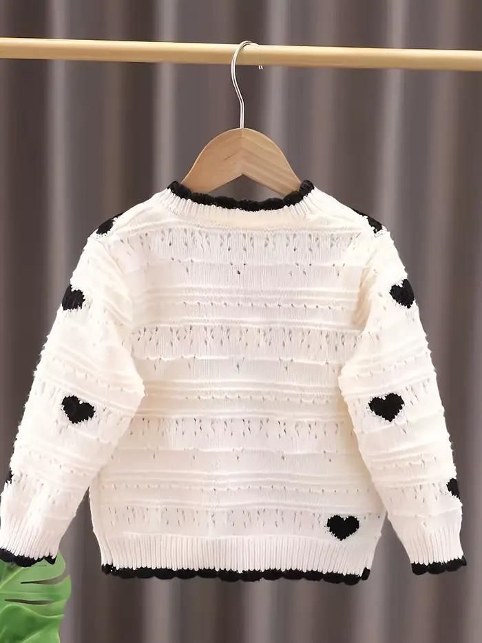 Cardigan d'automne pour filles style coréen en polyester manches longues coeur simple boutonnage pour enfants occasions spéciales