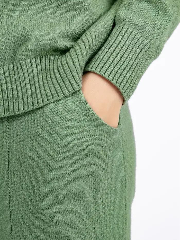 Automne hiver pull 2 pièces ensembles femmes décontracté demi col roulé tricot hauts pullover Conjuntos taille haute sarouel costumes
