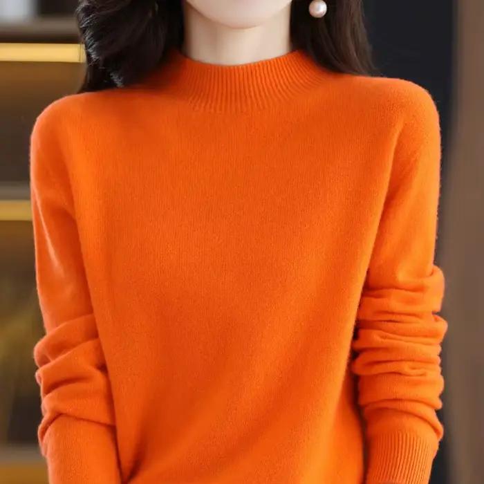 Pull à col roulé en laine mérinos pour femme