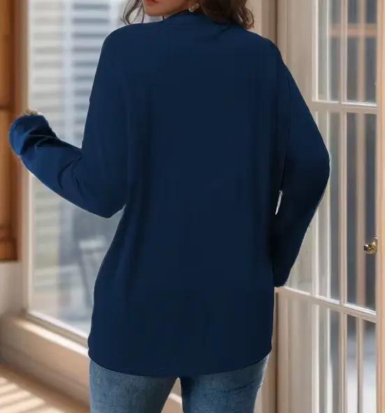 Cardigan élégant pour femme de grande taille en polyester et élasthanne avec col boutonné et poche pour toutes les saisons et occasions