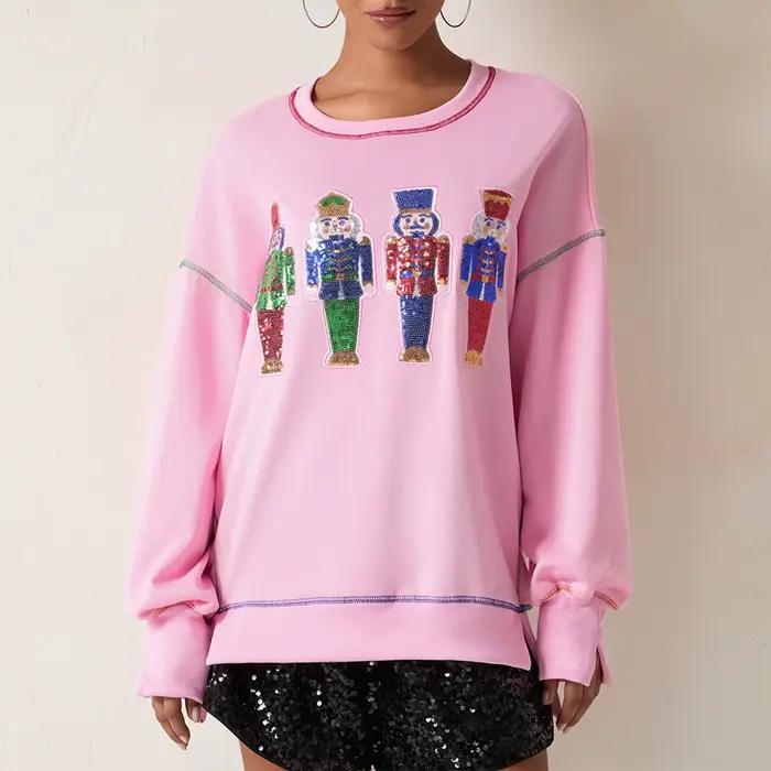 Sweat-Shirt à Manches sulfet Col Ras du Cou pour Femme
