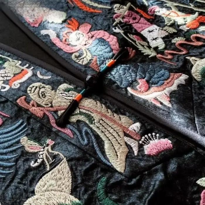 Gilet patchwork vintage en polyester avec broderie et dessins animés pour femmes, idéal pour printemps/été, cadeau pour jeunes filles, style unique et confortable