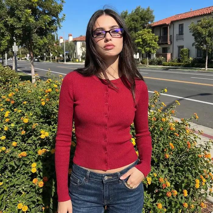 Cardigan en tricot côtelé pour femme