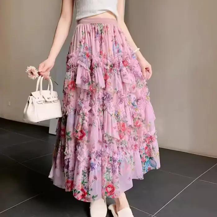 Nouveau en fleur imprimé maille irrégulière