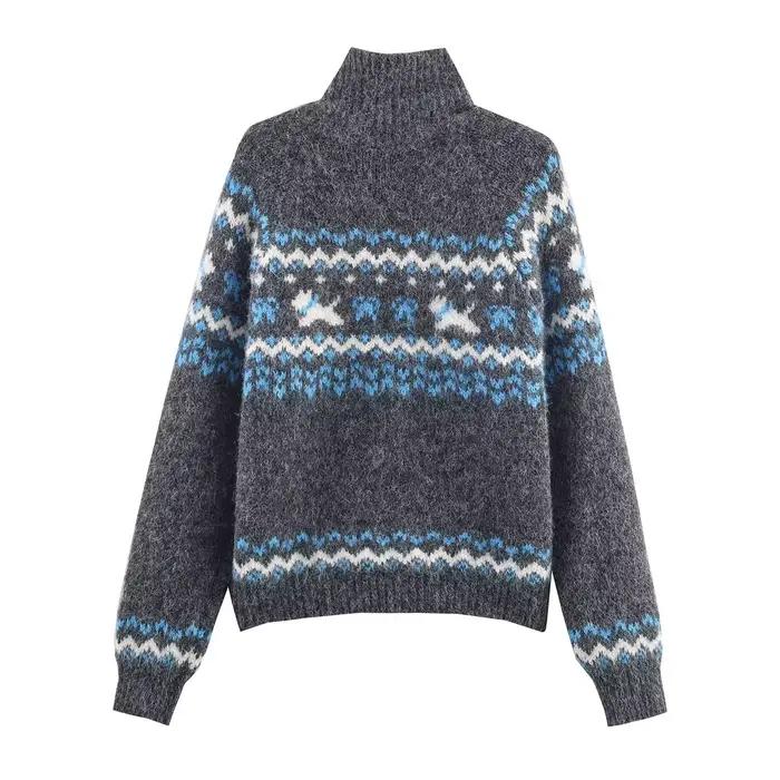 Cardigan tricoté Jacquard à manches longues pour femme