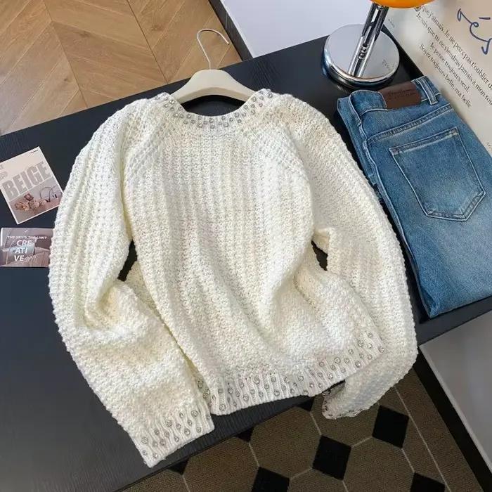 Cardigan en maille 2026 Printemps-Été Nouvelle Collection Couleur Unie Tendance Élégant Simple Polyvalent Rajeunissant