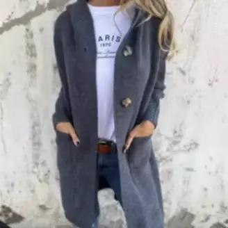 Pull vêtements femmes bouton automne Cardigan à manches longues gris