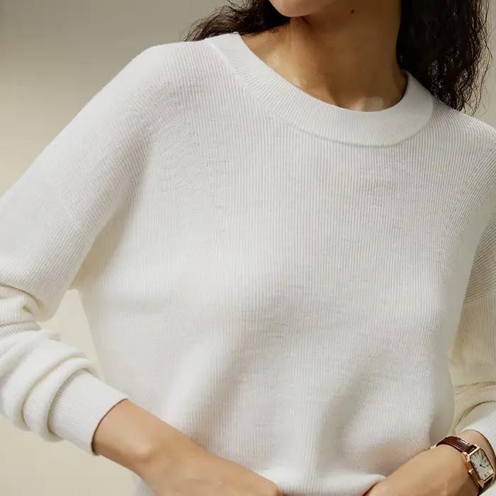LILYSILK Pull ultra-fin en laine mérinos pour femme à col rond avec épaule tombante pour un usage quotidien